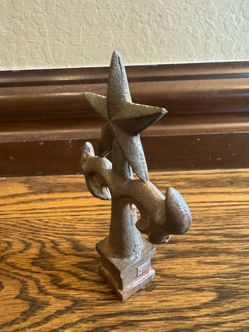 Cast Iron Star Fence Post Topper Finial Fleur De Lis Architectural Salvage 5”
